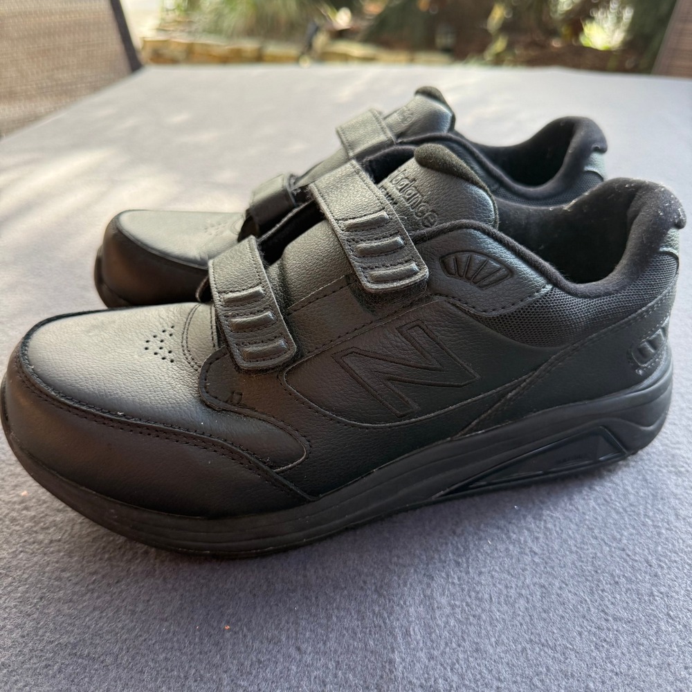 New Balance 928v3 Mens Black Leather Walking Shoes Hook Loop Strap Size 9